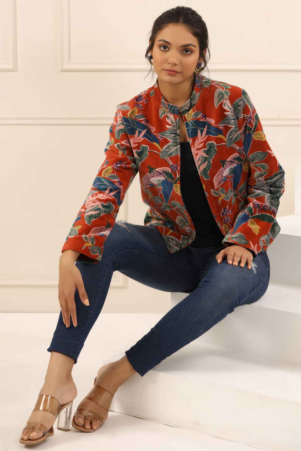 Printed Women Velvet Jacket