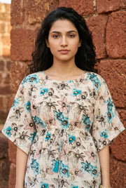 Multi Color Floral Print Night Suit Set For Women