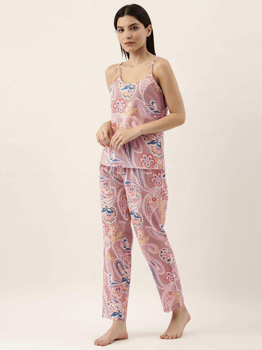 Paisley Cotton Printed 3 Peice Night Suit Set