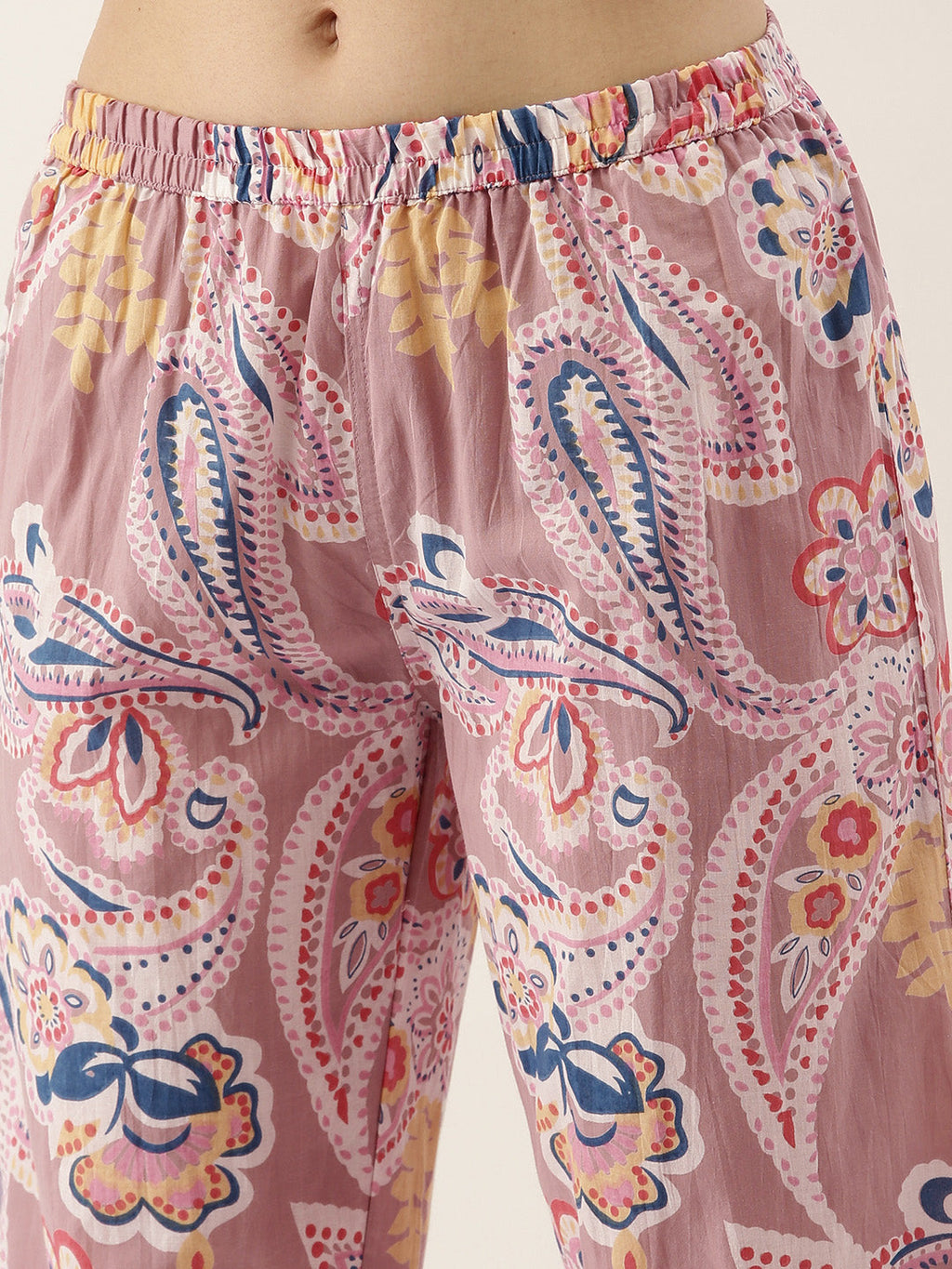 Paisley Cotton Printed 3 Peice Night Suit Set