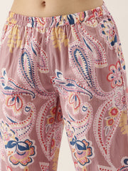 Paisley Cotton Printed 3 Peice Night Suit Set