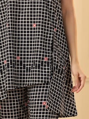 Black  Checks Printed Pure Cotton Night Suit Set