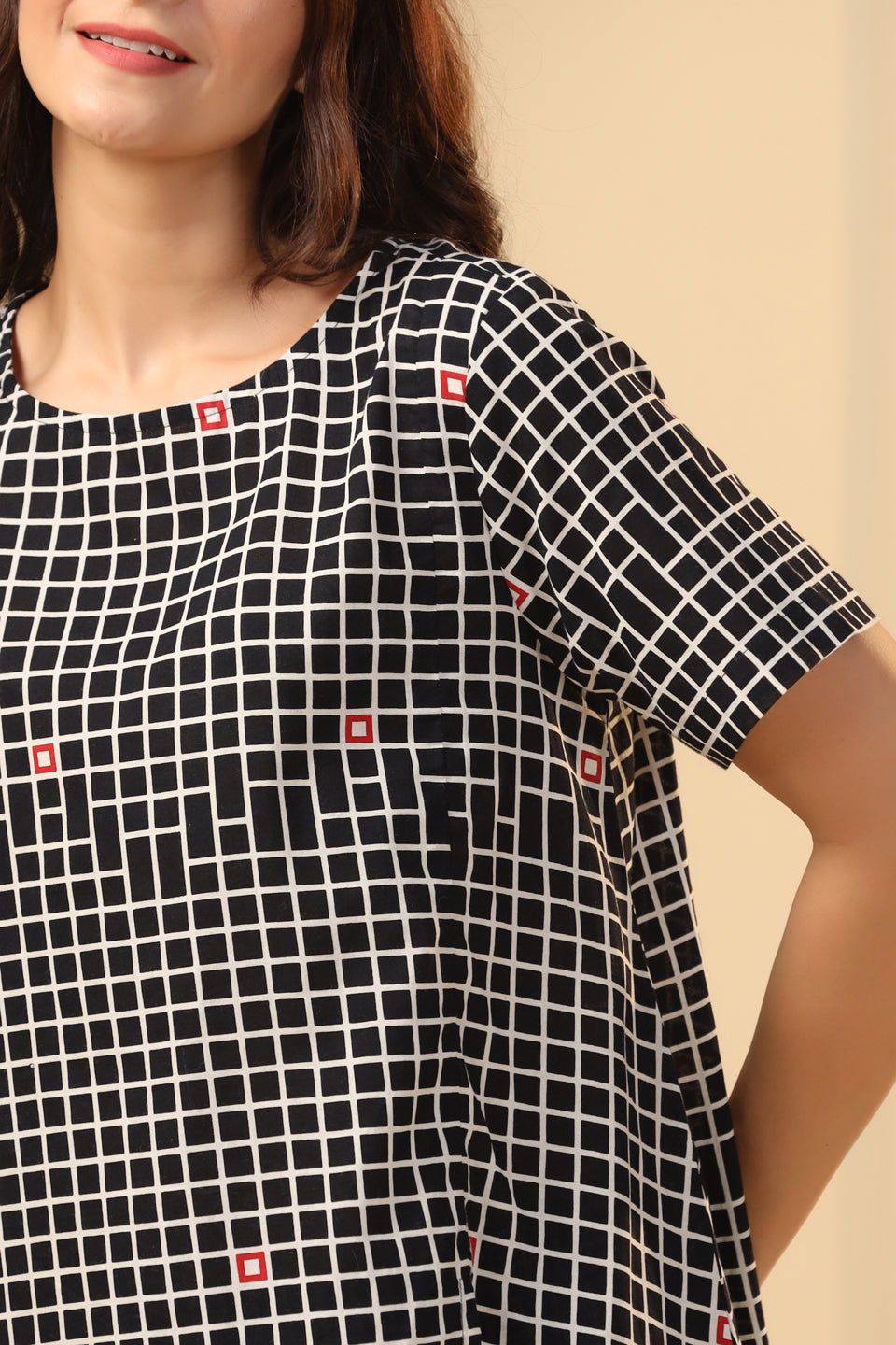 Black  Checks Printed Pure Cotton Night Suit Set