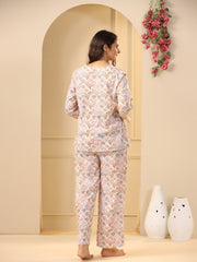 Off -White  Printed Pure Cotton Night Suit Set