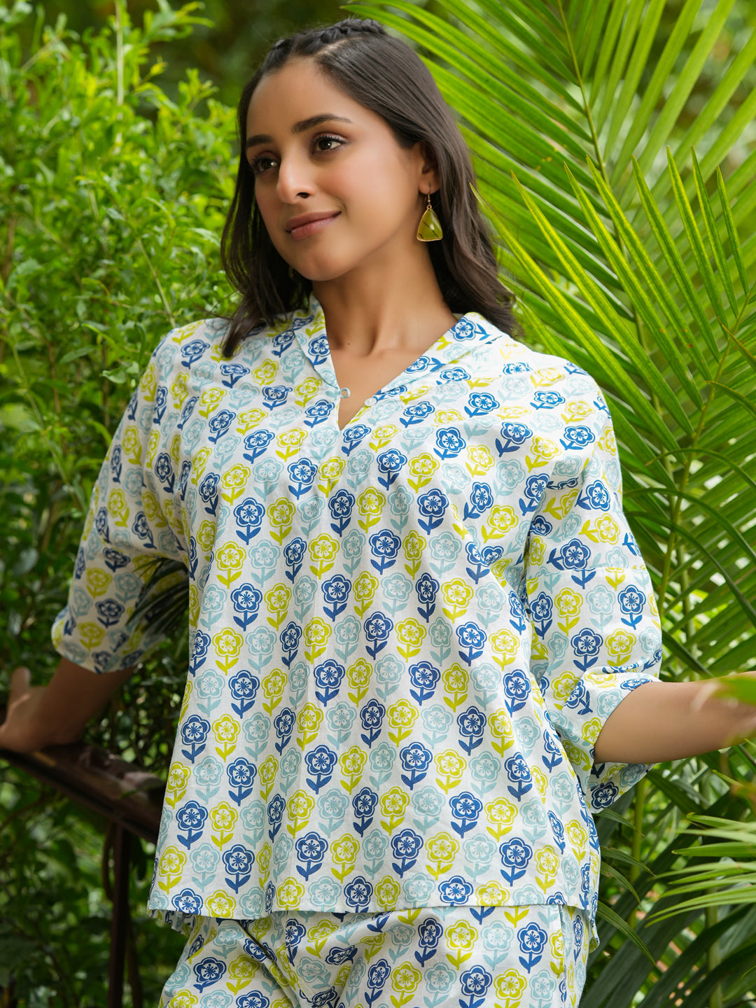 Off- White Cotton Night Suit Set