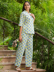 Off- White Cotton Night Suit Set