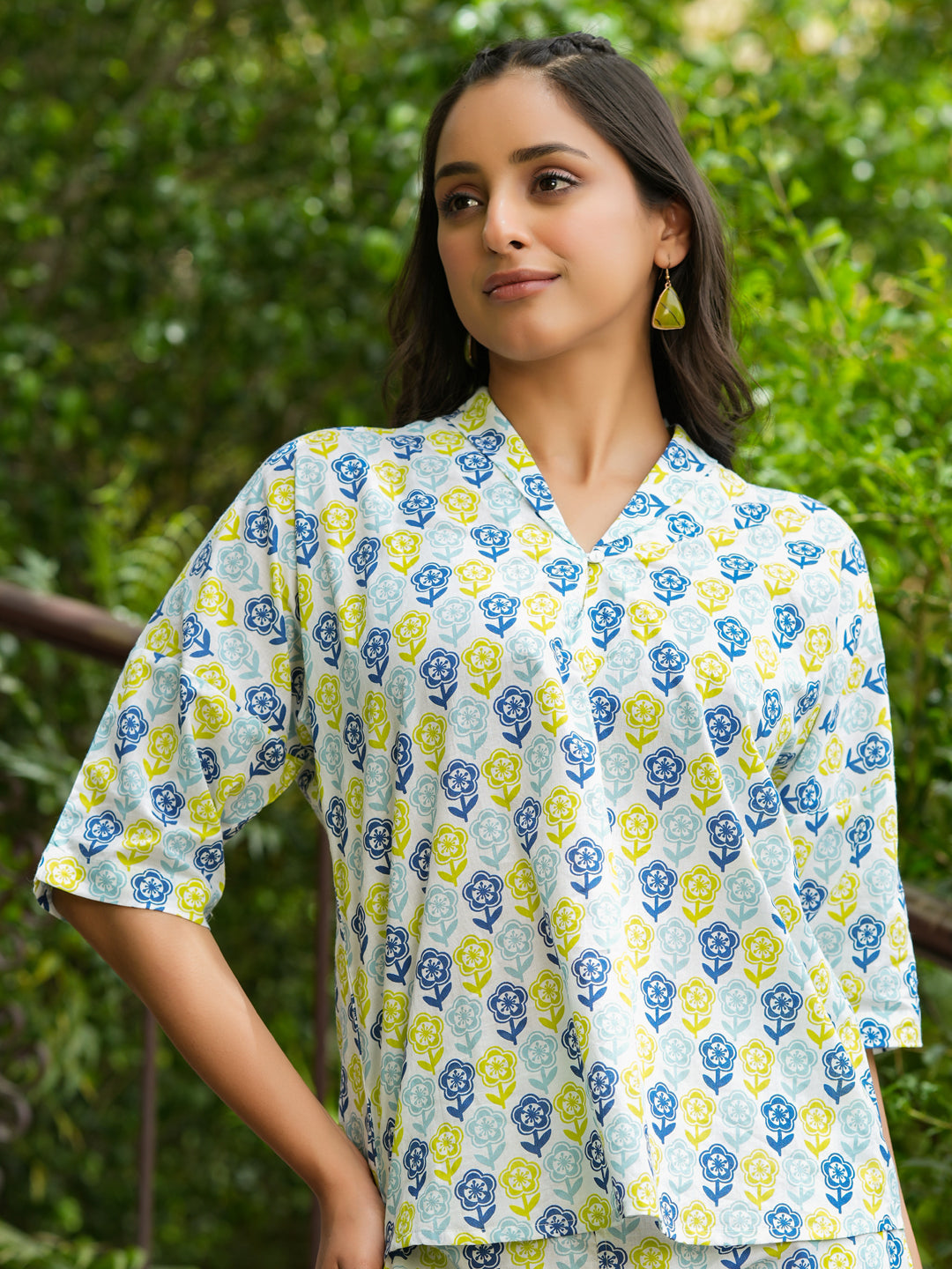 Off- White Cotton Night Suit Set