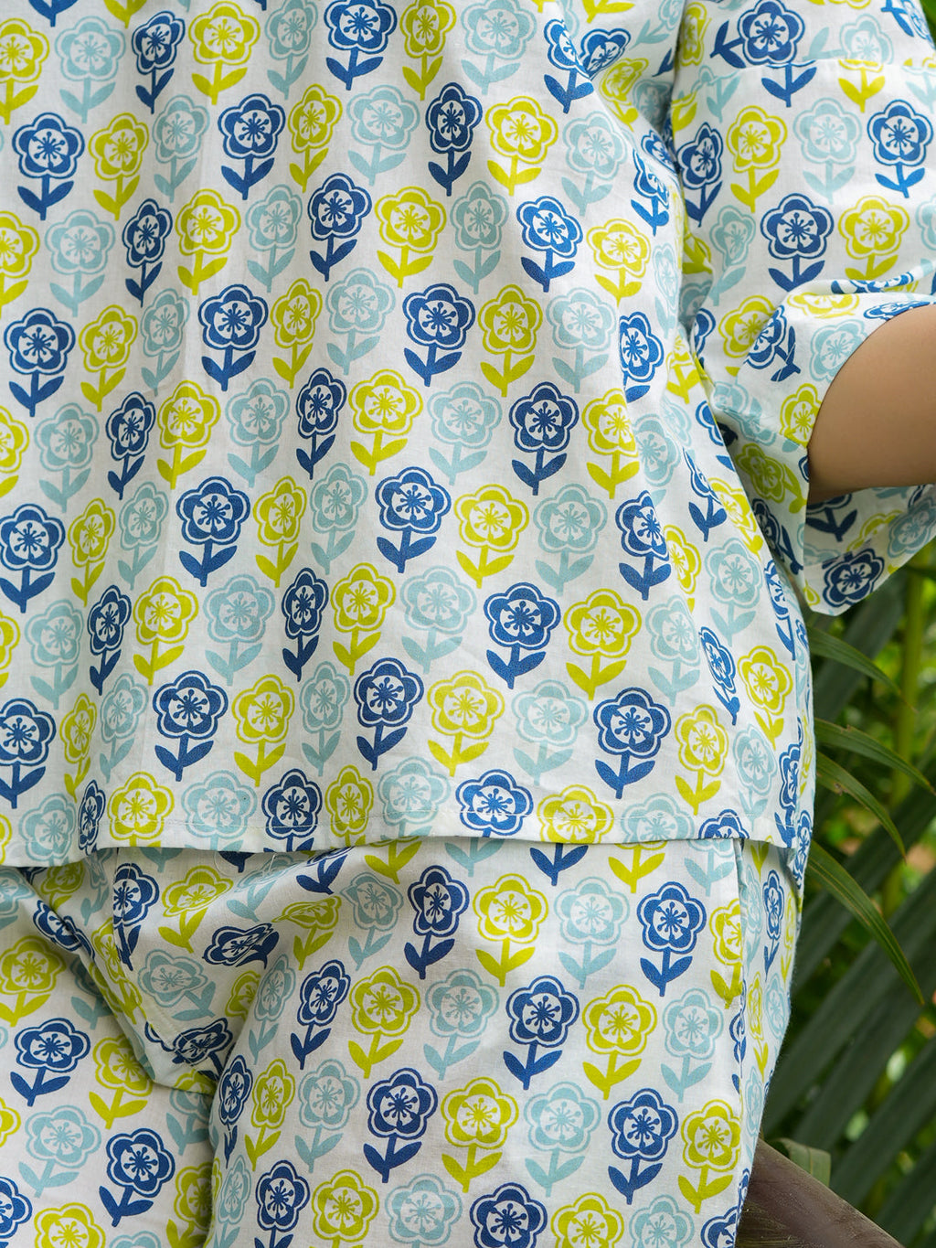 Off- White Cotton Night Suit Set