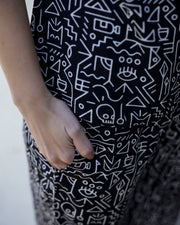 Women's Viscose Rayon Black Geometric Night Suits