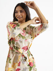 Botanical Print Cotton Night Suit