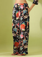 Black Floral  Print Loungewear Set