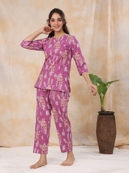 Heather Mauve Cotton Night Suit