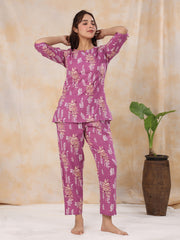 Heather Mauve Cotton Night Suit