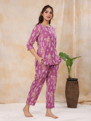Heather Mauve Cotton Night Suit