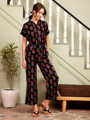 Women Black Night Suit And Pant