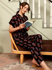 Women Black Night Suit And Pant