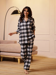 Black Checks Cashmere Winter Loungewear Set