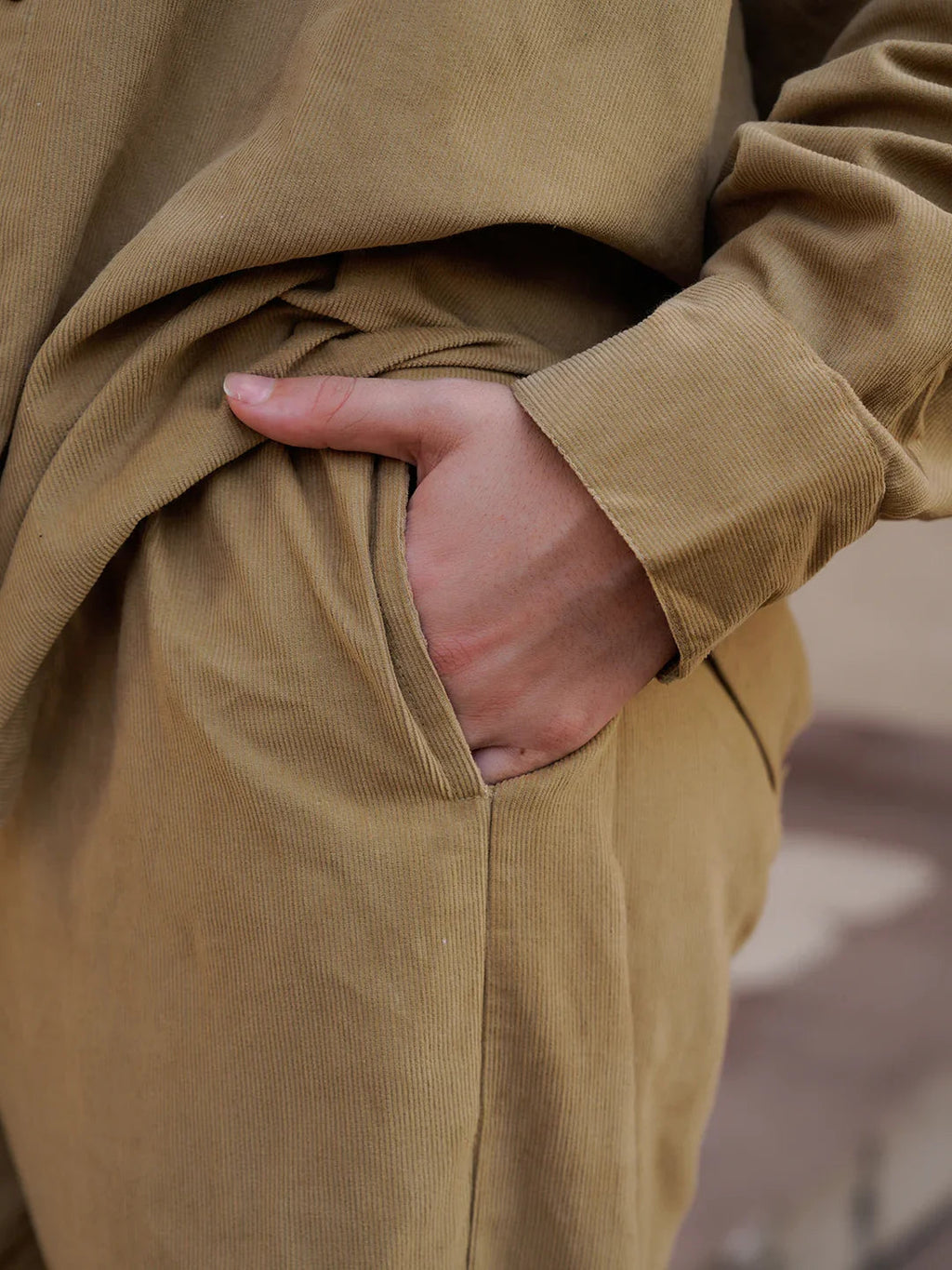 Beige Mandarin Collar Cotton Blend Solid Night Suit for Women - SanskrutiHomes 