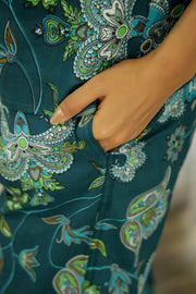 Dark Green Peter Pan Collar Night Suit Pajama Set
