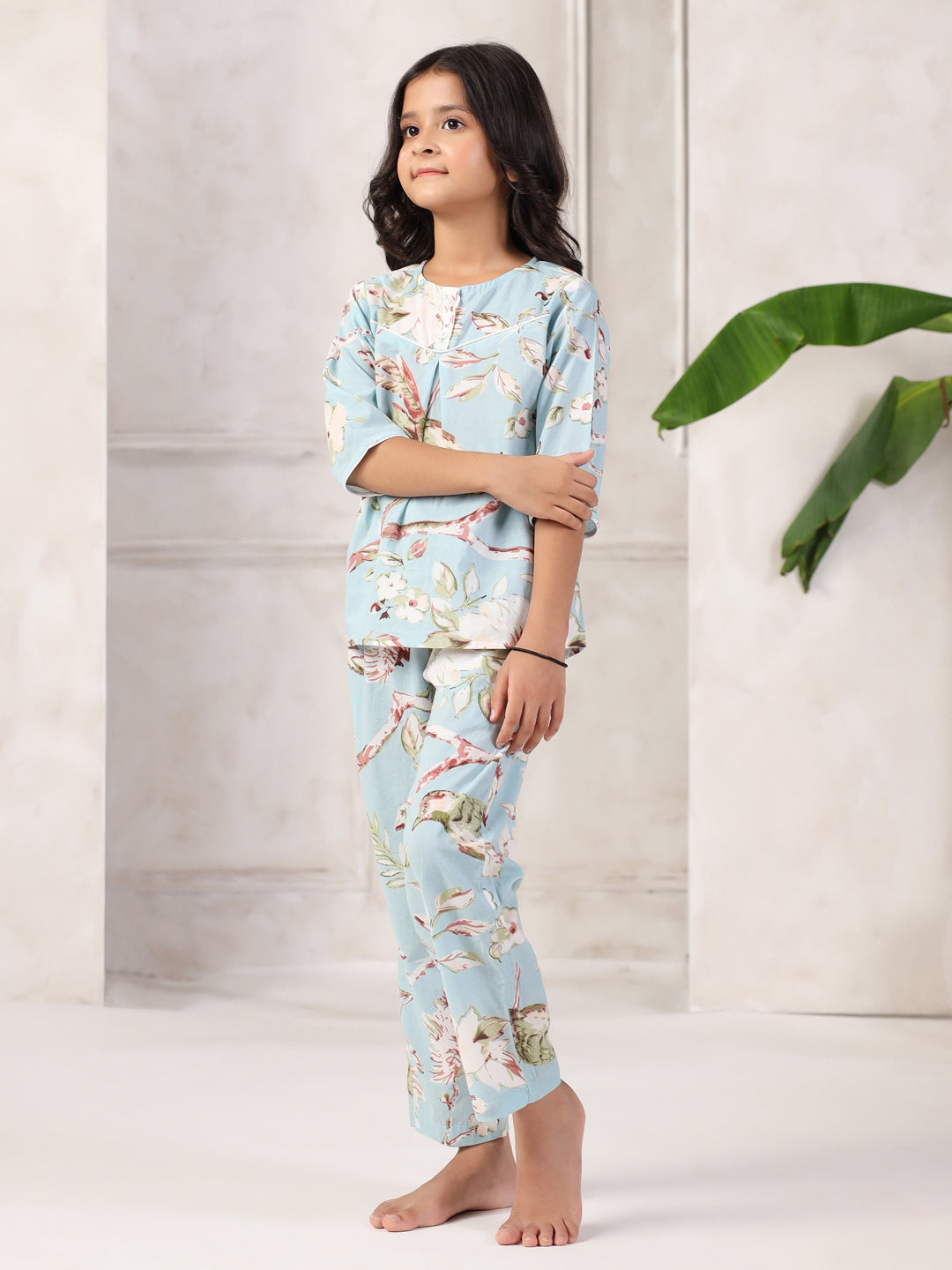 Printed Round Neck Night Suit For Kids