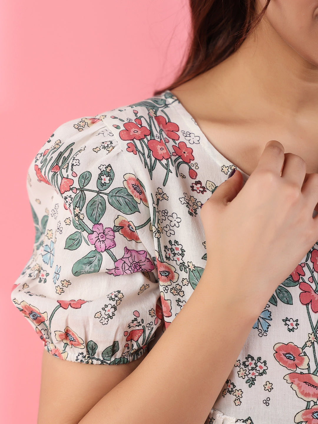 Women Green Printed Cotton Night Suit Set