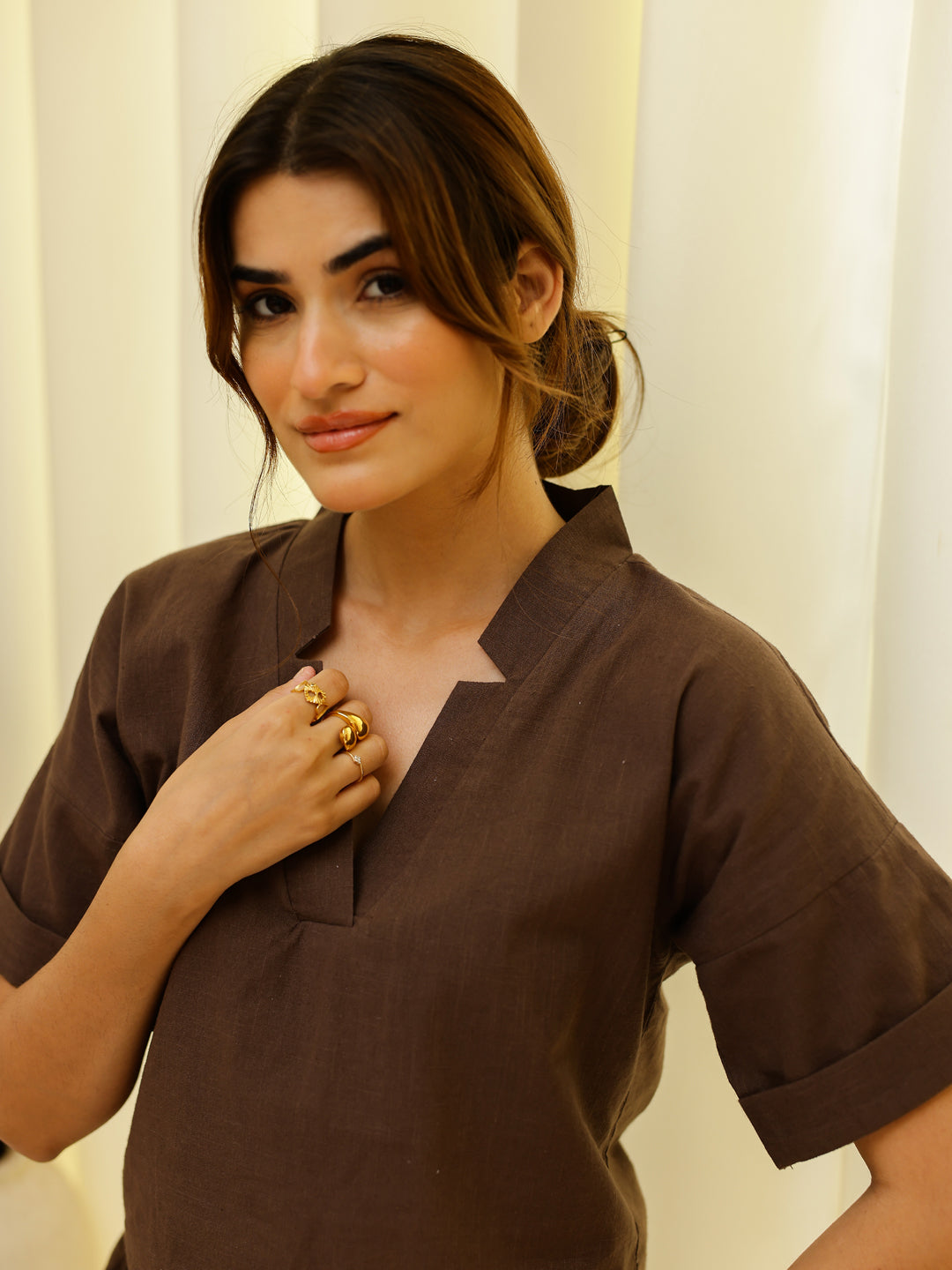 V-Neck Pure Cotton Night Suit