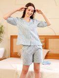 Checks Night Suit Set Top & Shorts