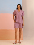 Lavender Color Solid Pure Cotton Night Suit