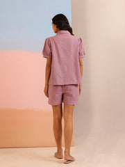 Lavender Color Solid Pure Cotton Night Suit