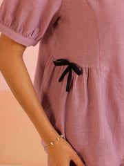 Lavender Color Solid Pure Cotton Night Suit