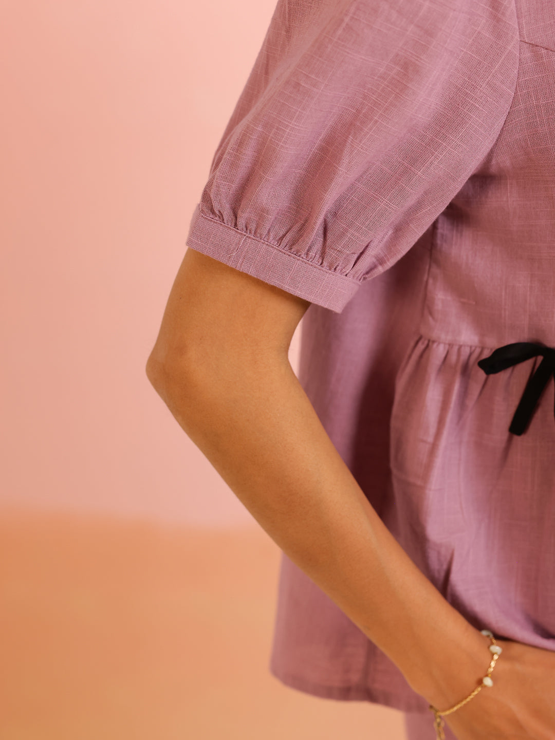 Lavender Color Solid Pure Cotton Night Suit