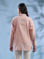 Pink Solid Opaque Formal Shirt For Women