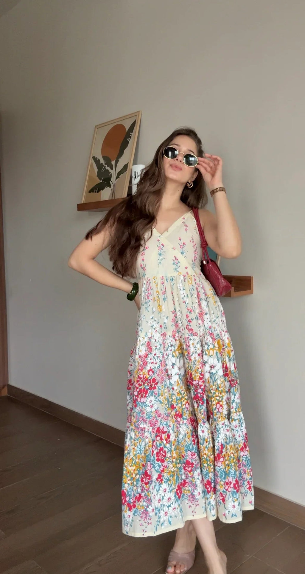 White Printed Sleeveless Dress for Women - SanskrutiHomes 