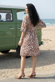 Grey Cotton Solid Dress For Women