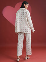 Set of 3 White Heart Printed Night Suit - SanskrutiHomes 