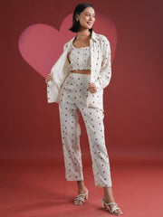 Set of 3 White Heart Printed Night Suit - SanskrutiHomes 