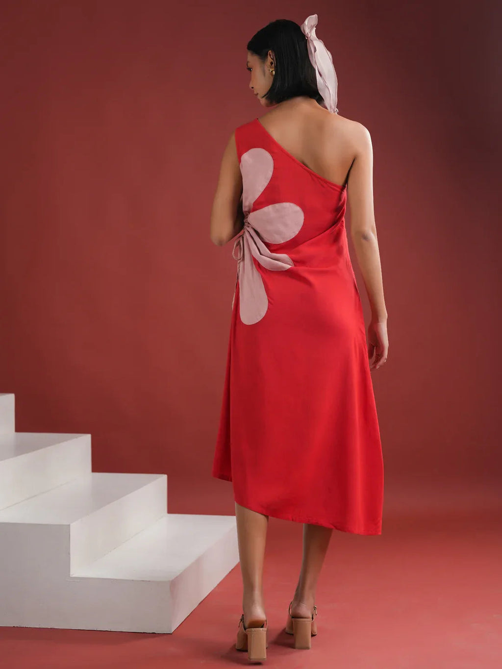 Red Floral Printed Dress for Women - SanskrutiHomes 