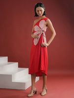 Red Floral Printed Dress for Women - SanskrutiHomes 