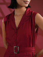 Red Solid Print Dress for Women - SanskrutiHomes 