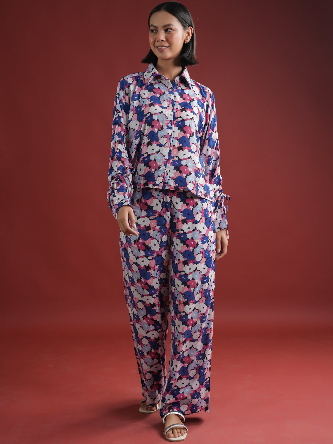 Purple Color Viscous Rayon Co-Ords Set For Women