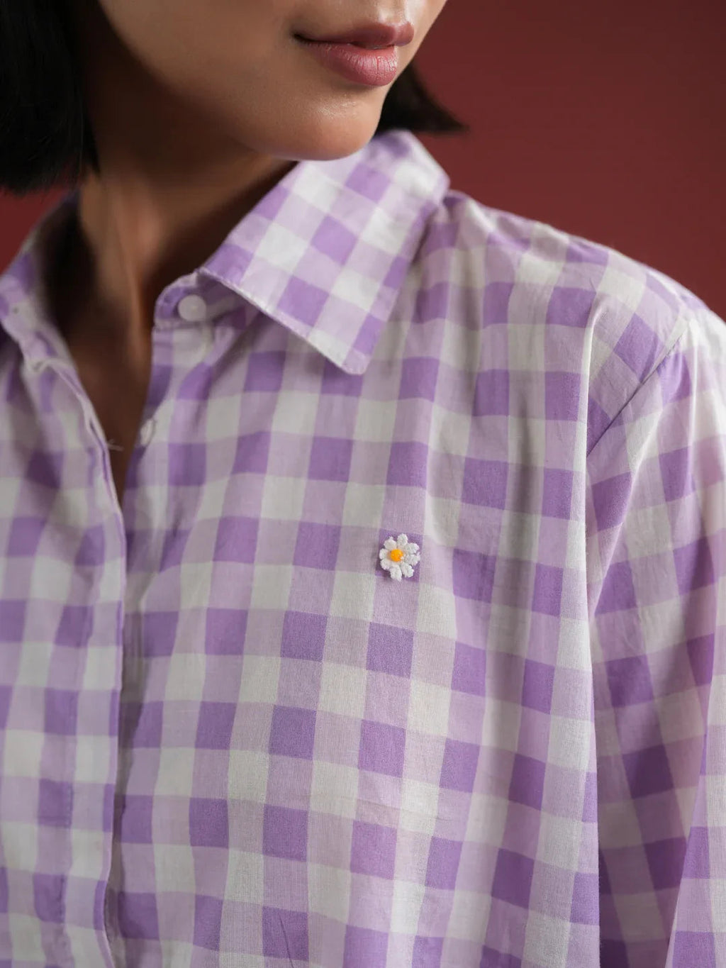 Purple Check Printed Cotton Co-ords Set - SanskrutiHomes 