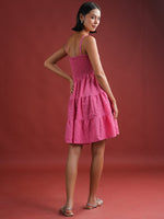 Pink Solid Polyester Dress for Women - SanskrutiHomes 
