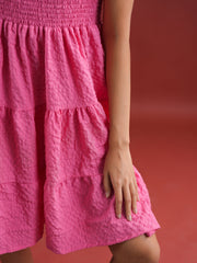 Pink Solid Polyester Dress for Women - SanskrutiHomes 
