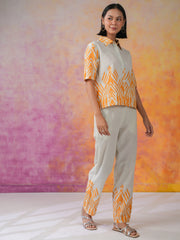 Orange Pure Cotton Co-ords Set for Women - SanskrutiHomes 