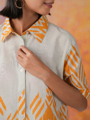 Orange Pure Cotton Co-ords Set for Women - SanskrutiHomes 