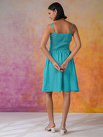 Blue Solid Polyester Dress for Women - SanskrutiHomes 
