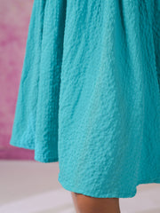 Blue Solid Polyester Dress for Women - SanskrutiHomes 