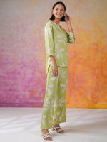 Green Floral Printed Cotton Co-ords Set for Women - SanskrutiHomes 