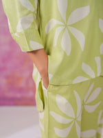 Green Floral Printed Cotton Co-ords Set for Women - SanskrutiHomes 
