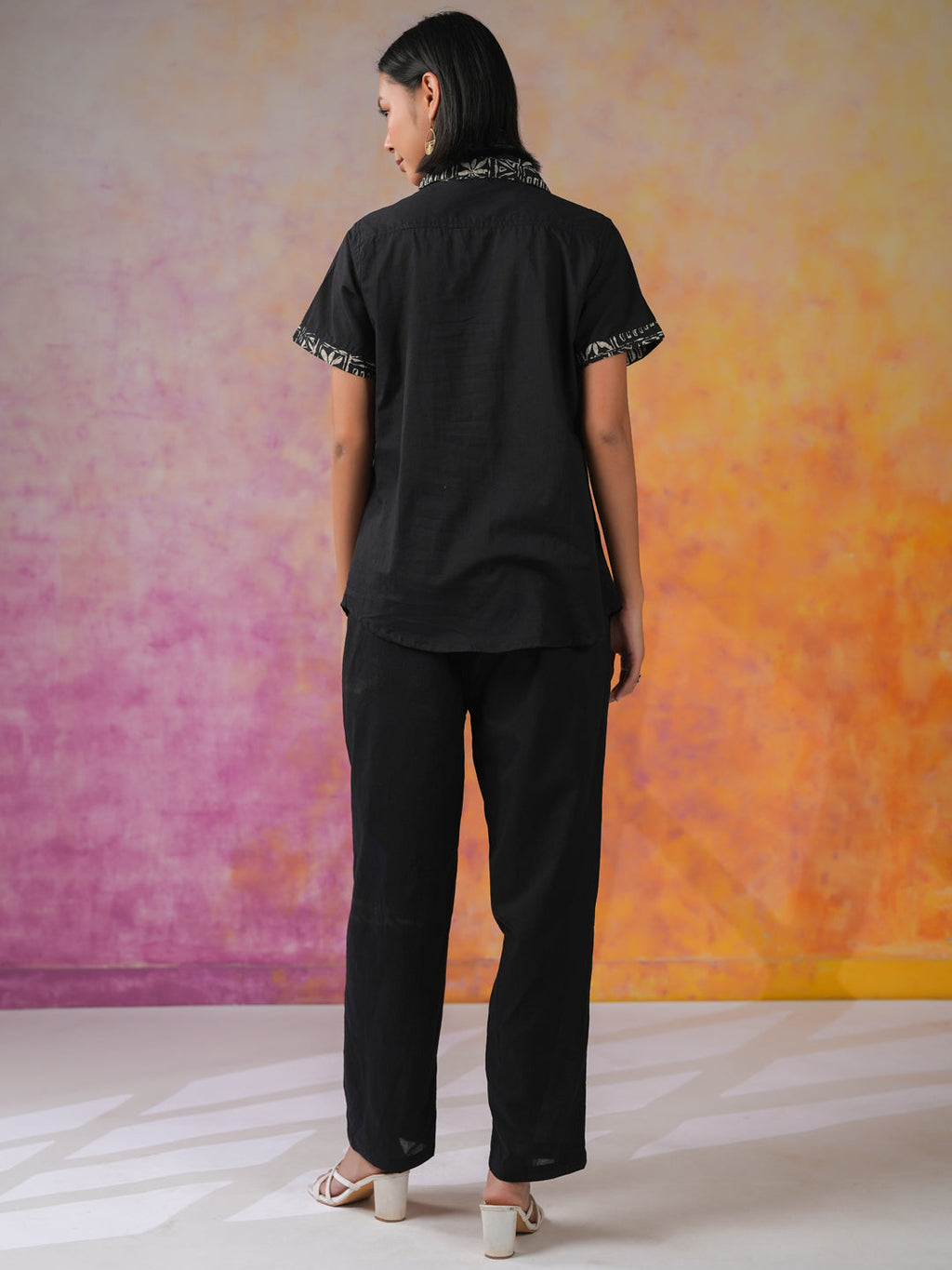 Black Floral Printed Cotton Co-ords Set - SanskrutiHomes 